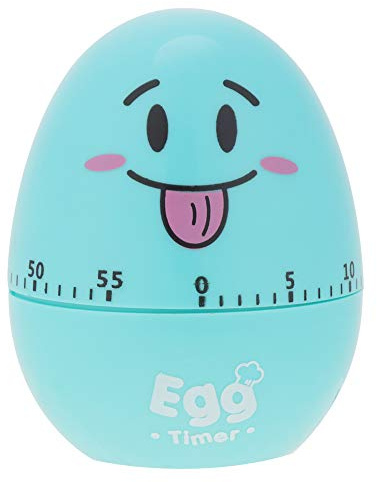 Eieruhr, Kunststoff-Karikatur-niedliches Ei, Manueller Timer, Küchenkochwerkzeug, 55 Minuten, Süßer Timer, Mechanischer Alarm, Rotierender Alarm, Countdown-Ei-Erinnerung Zum Kochen(Blau)