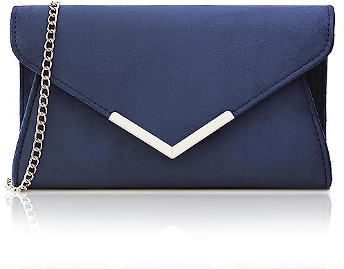 Milisente clutch damen wildleder abendtasche klein Umhängetasche (blau)