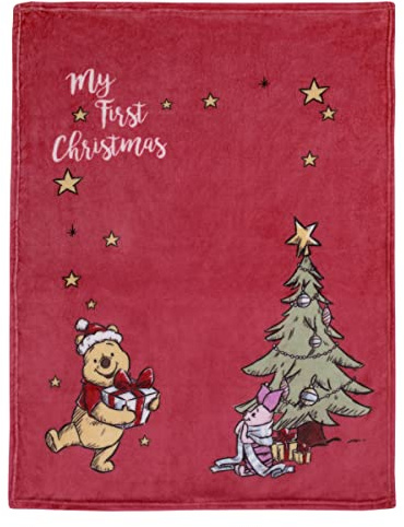 Disney Winnie Puuh und Ferkel rot und grün Urlaub Weihnachtsbaum Mein erstes Weihnachten Foto Op super weiche Babydecke