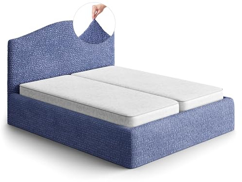 PAULATO Husse für Doppelbett über das Kopfteil und Grundgestell rüberziehen, Husse für Boxspringbetten 130-180cm Mikrofaser, bi-elastisches, kratzfestes und maschinenwaschbares Gewebe Made in Italy