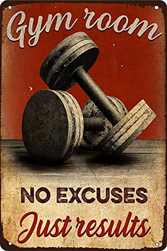 Metall-Blechschild mit Motivation für Fitnessstudio, Gewichtheben, Hantel, Fitness, Poster, Malerei, Zuhause, Männerhöhle, Garage, Wanddekoration, Retro-Poster, 20,3 x 30,5 cm