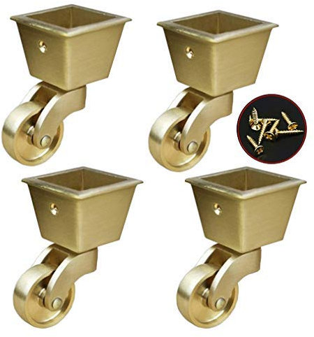 ruedas de latón macizo, ruedas giratorias de copa cuadrada para muebles, capacidad de carga de 135 kg, con tornillos, diámetro de la rueda de 32 mm, apto para patas de piano, sofás, mesas, armario m