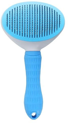 Evabris Cepillo para Perros y Gatos, Quitapelos Mascotas Antiestres, Peine Perro Gato con pelo Corto y Largo, Recoge Pelos mascotas, Rascadores Repelentes de Insectos y Parásitos (Azul)