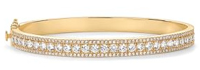 PAVOI 14K Yellow Gold Plated Cubic Zirconia Princess Cut Bangle Bracelet for Women | Classic Love Cuff CZ Stones Bracelet Jewelry