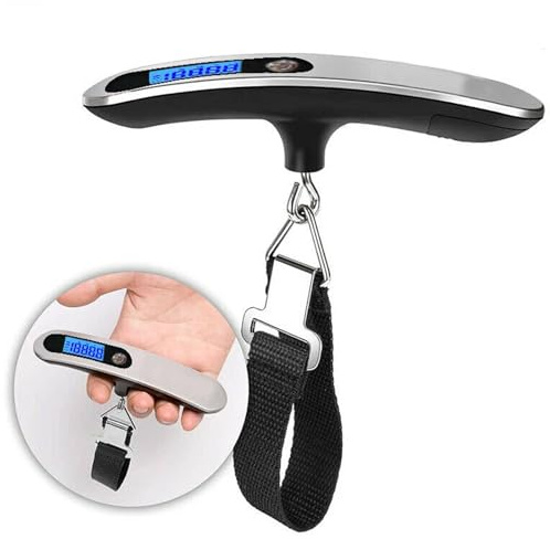 Luggage Scale Portable Digital Weight Scale for Travel Suitcase, Electronic Suitcase Scale Hanging Scales Luggage Weighing Scale Lightweigh for Travel 110 Lb/ 50Kg Capacity, Black