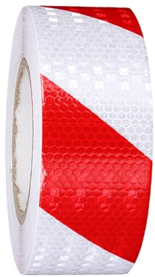 Jortmrd Reflektorband Rot Weiß Reflexionsband Selbstklebend 10m x 5cm Reflektierendes Klebeband Warnband Wasserdicht Warnklebeband Warnmarkierung für Sicherheit Warnung