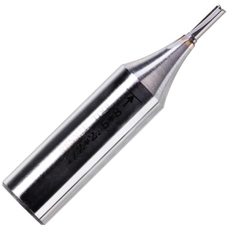 Rennie Tool 2mm Cut x 6mm Flute x 1/2 Shank Straight Router Cutter Bit | TCT Tipped 2 Flute. Compatible With Makita Festool Hikoki Dewalt Trend Router Etc. 2F Carbide Tipped 2mm Router Bit