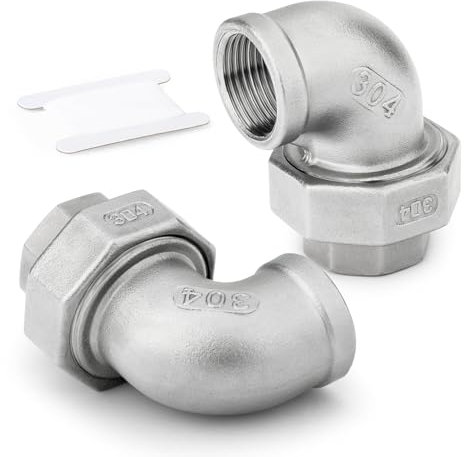 ERGAOBOY 1 PCS 304 acciaio inox 90 gradi gomito unione，1/2 BSP femmina x 1/2 BSP femmina tubo raccordo per acqua/olio/gas