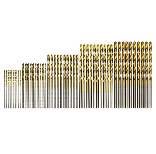 Jeu de forets HSS 50 pièces, jeu de forets hélicoïdaux à revêtement en titane de 1 à 3mm de diamètre, forets en acier rapide for le métal, le bois et le plastique