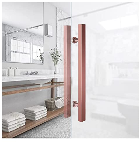 ntumLeap Bathroom Shower Door Handles and Pulls,Indoor Outdoor Non Slip Sliding Barn Door Handles Flush Hardware Set (Silver Long 50cm/20 inch) (Rose Gold Long 50cm/20 inch)