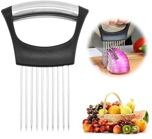 Upgraded Onion Holder for Slicing 2025 New Stainless Steel Food Slice Holder Lemon Slicer Vegetable Cutter - Kitchen Chopper Slicing Assistant Tool for Meat/Onion/Potato/Tomato - 1 Pcs