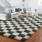 BYBSRLL Kariert Schlafzimmer Teppiche, 120x180cm Olivgrün und Weiß Flauschig Wohnzimmer Deko Kinderteppich, Hochflor Bettvorleger Läufer Waschbarer rutschfest Kuschel Teppich Groß