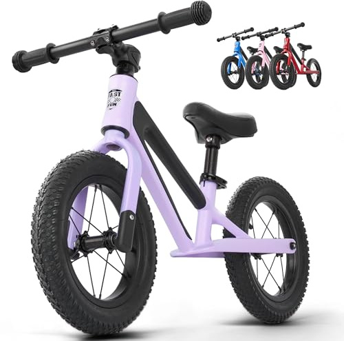 FAST N FUN Laufrad ab 2 Jahre bis 50kg Kinderfahrrad Laufräder | Balance Bike 12 Tragegriff Fußstütze ergonomischer Sitz [höhenverstellbar] Luftreifen Lauflernrad Outdoor Spielzeug Fahrrad Kinder