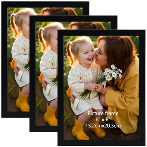Hoikwo Schwarz Bilderrahmen 15x20 cm - Moderne Schwarze Fotorahmen für Wand oder Tisch, 3er Set Rahmen für Fotos, Bilder