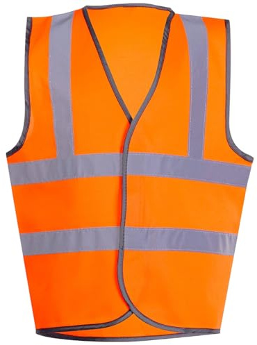 DURUS WORKWEAR Kids Hi Vis Waistcoat Multi-Pack – Unisex Safety Vest for Children Age 4-13, 2 Band & Brace, Reflective Strips, Washable, Velcro Fastening – School, Cycling, Walking