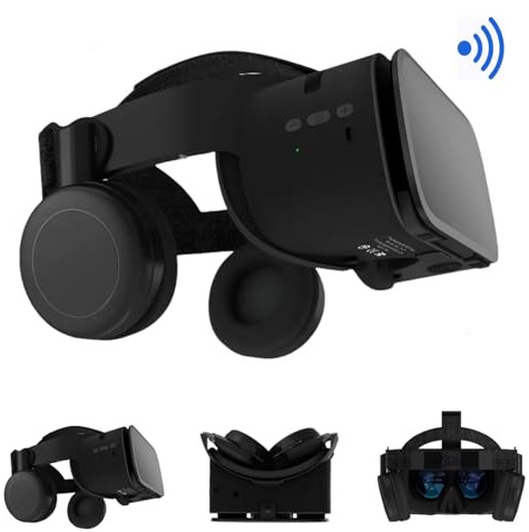 3D Virtual Reality Headset for Adults and Kids 3D VR Games Movies Play, Wireless VR Glasses for iPhone and Android Phones, Foldable VR Goggles with Bluetooth Headphones, Black