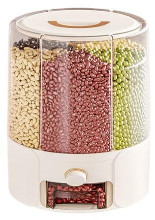 Bin giratorio de grano - Contenedor de almacenamiento de alimentos, organizador de dispensadores de cereales | 9.84x9.84x12.99 pulgadas cubiertas a prueba de humedad hermética, guardián seco con
