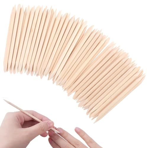 200 Count Dual-Tip Orange Wood Nail Sticks for Professional & DIY Manicures, Pedicures & Nail Art