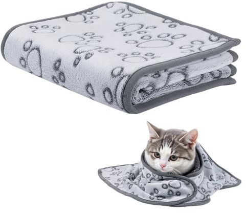 CIATBYYJ Premium Soft Dog Blanket for Medium Dogs, Washable Flannel Puppy Blankets for Small Large Dogs, Fluffy Warm Fleece Pet Cat Blankets with Paw Print for Puppy Essentials(30 * 20)