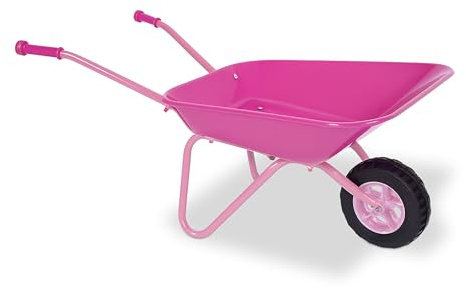 Relaxdays Carriola per Bambini, Manici ergonomici, HLP: 43x74x36 cm, Metallo, plastica, carriola Giocattolo, Rosa/Nero