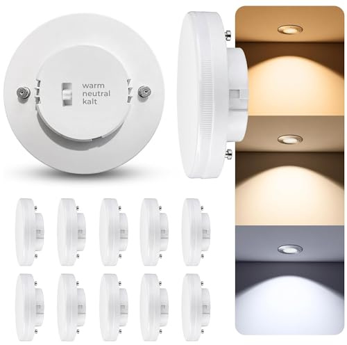 SSC-LUXon LumiFLEX GX53 - lot de 10 ampoules LED GX53 5W 3-en-1 blanc chaud neutre froid par interrupteur - remplacement halogene 230V