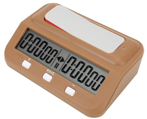 SIXRUN Multifunktionale Digitale Timing-Schachuhr für Chinesisches Schach Weiqi, Alarmfunktion für Schachspiel, Hochwertiges ABS-Material (Bräunen)