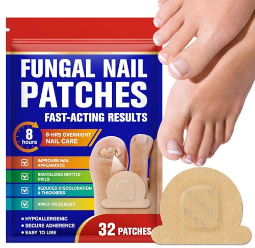 Fungal Nail Patches 32Pcs, Nail Repair for Damaged Nails, 8-Hour Nighttime Toenail Fungus Treatment Restores Healthy Appearance, Reduces Discoloration & Thickness (32P)