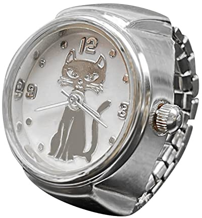 Edelstahlringe für Damen, echter Uhrenring, um die Zeit zu Sagen, Vintage-Uhrenring, rund, klobig, silberfarben, verstellbar, Modeschmuck, Schmuck für Damen im Vintage-Stil