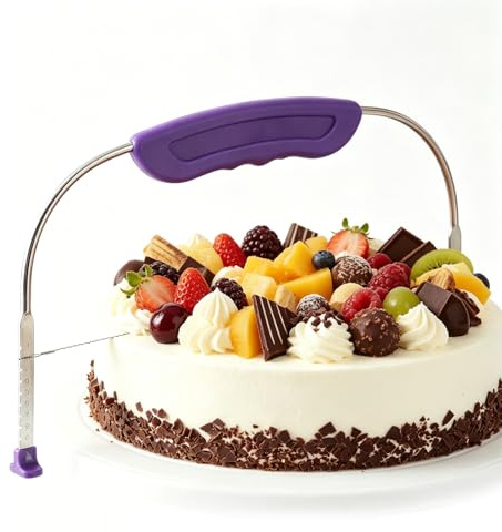 Cake Leveler, 27cm Adjustable Wire Cake Slicer Cutter, Stainless Steel Professional Cakes Leveller Cutter, 9 Different Height Cakes Wire Cutters, for Even Layers Cake-Leveller(Purple)