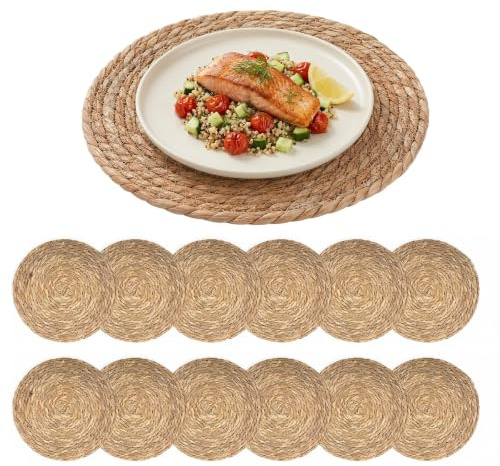 12er Set Platzsets, Geflochtene Tischsets Bambus abwaschbar hitzebeständig
