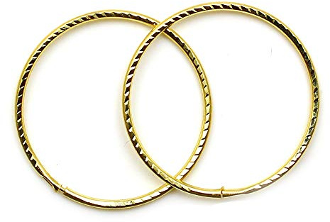 Arranview Jewellery Pair of 18mm 9ct gold sleeper hoop earrings. Diamond cut finish and light weight