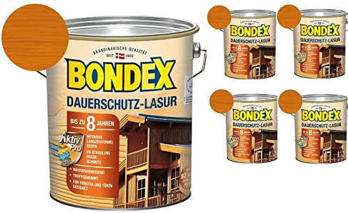 Bondex BigPack XXL 5x Dauerschutz-Lasur Oregon Pine 4,00l 329916 + 2 x Bondex Zollstock