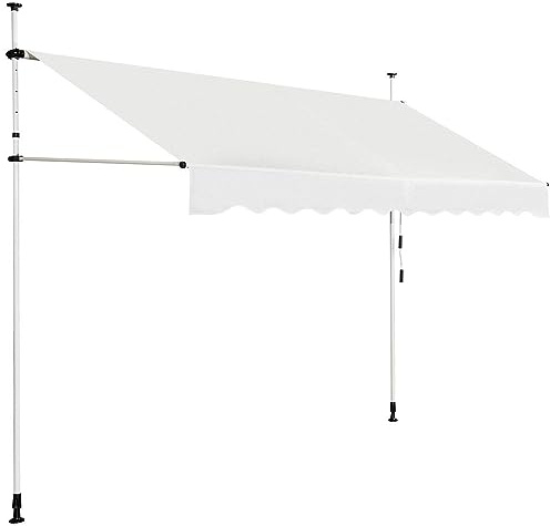 DREAMADE 3 x 1,2m Klemmmarkise mit Handkurbel, Balkonmarkise, Sonnenschutz Markise, Gelenkarmmarkise, höhenverstellbar, für Terrasse Balkon Garten (Beige)