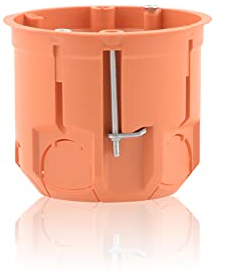 Boîte de jonction profonde encastrée Boîte de commutation Trou de passage Ø 73mm, Hauteur 73mm, Orange IP30 650°C pour les dispositifs de montage, vis incluses