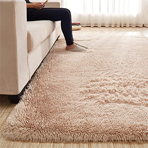 ZOYIEP Tapis en peluche imitation fourrure de mouton Tapis antidérapant à poils longs pour canapé, salon, chambre à coucher, chambre d'enfant (chameau, 120 x 200 cm)