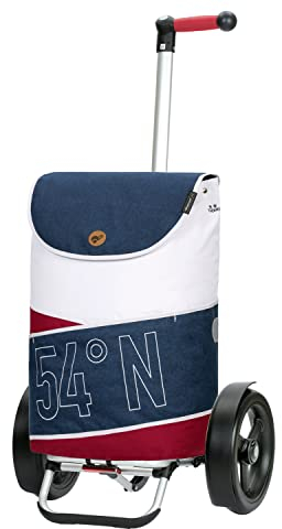 ANDERSEN Einkaufstrolley - Tura Shopper Loke blau 61 L groß,Handwagen,Thermo, Aluminium, Griff ergonomisch, klappbar, 29 cm Kugellager-Rad