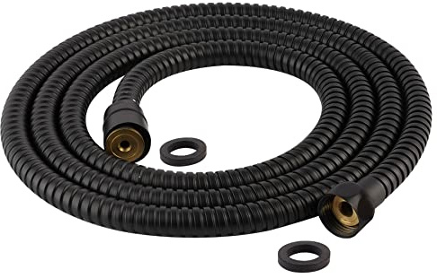 Hibbent All Metal Shower Hose, 90 Inch Stainless Steel Extra Long Shower Hose Replacement, Anti-Twist Flexible Bathroom Handheld Shower Head Hose Extension with Brass Insert & Nut, Matte Black