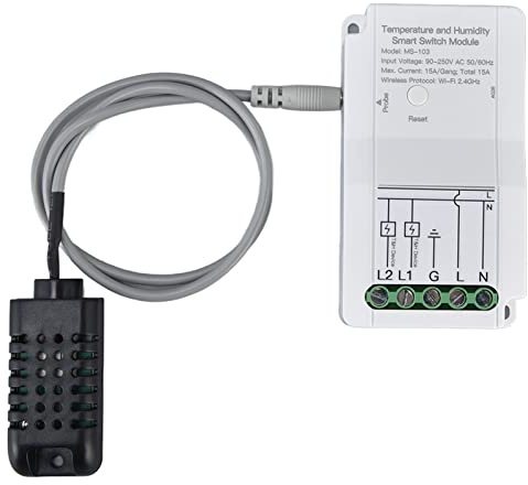 Humidity Sensor Switch, 90?250V Smart WIFI Temperature Humidity Switch Module Timing APP Remote Control with Probe Air Detection for Greenhouse