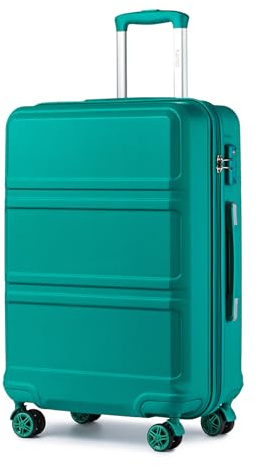 KONO Trolley Koffer Mittelgroß 4 Rollen Leicht Hartschalenkoffer Reisekoffer mit TSA Schloss, 65x44x25.5cm, 61Liter, Zwillingsrollen Rollkoffer, ABS+PC Hartschale (Türkis, L)