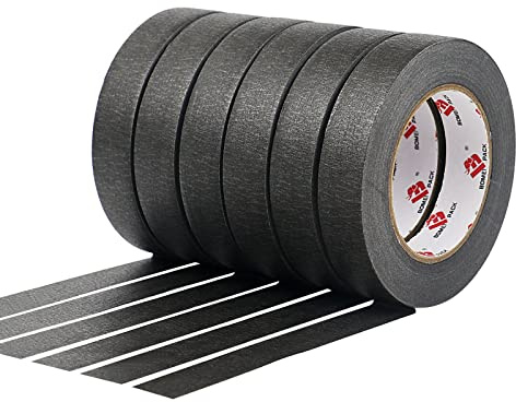 BOMEI Pack Black Painters Tape 0.94 Inches x 60 Yards, Black Masking Tape for Painting, Crafts and DIY - Professional Grade Paint Tape, No Residue and Easy Removal, 6 Pack