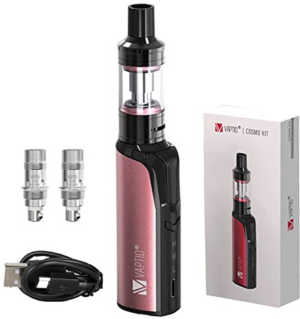 VAPTIO Cosmo Kit Sigaretta Elettronica 1500mAh 30W di Alimentazione Starter Kit con 2 pezzi Cosmo Bobina 0,7ohm/1,6ohm,senza E Liquido senza Nicotina(Oro)