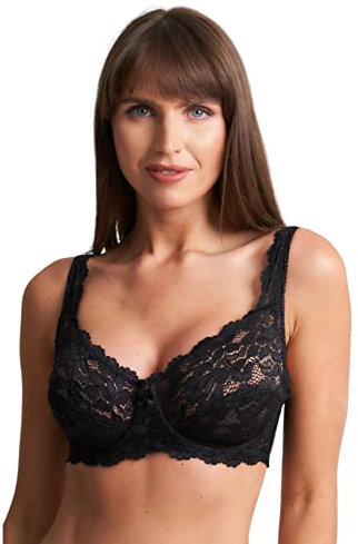 ShopMCR Ladies Full Cup Lace Underwired Bra Soft Cup Full Coverage Non-Padded Push up Women’s Bra (Black, 40B)