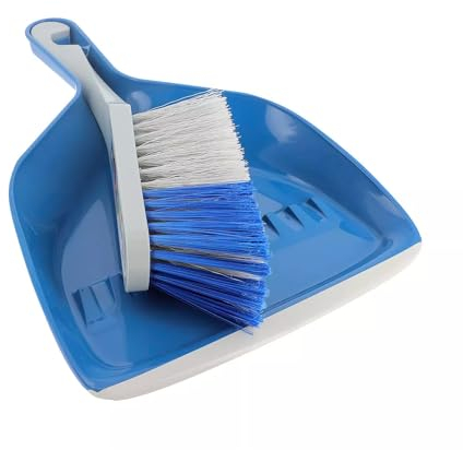 ÉLÉPHANT Maison - Pelle Balayette Twisty - Lamelle Élastomère - Compacte & Design - Dents Nettoyantes - Plastique Recyclé - Idéale Petits Espaces - Gris & Bleu - Haute Qualité - Fabriqué en France