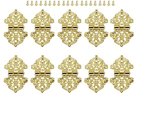 AMITVA 10 Uds. Bisagra Decorativa para cajón de Caja de Madera de joyería Antigua, bisagras para Muebles de gabinete de Puerta, Estilo Vintage de casa de Campo-B