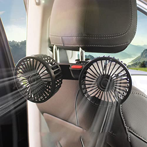 Auto Ventilator, Elektrische Auto Ventilatoren für Rücksitz Beifahrer Tragbarer Autositz Ventilator Kopfstütze für 360 Grad Drehbarer Rücksitz Auto Ventilator Kühlung Luftventilator