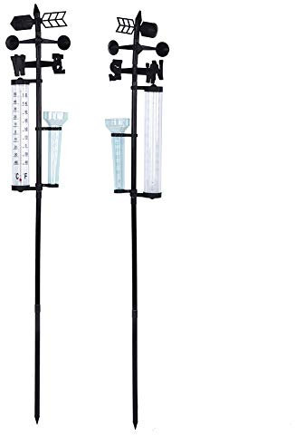 Yosoo Health Gear Medidor de Lluvia, Estación Meteorológica 3 en 1, Medidor de Lluvia, Termómetro para Jardín Al Aire Libre, Indicador de Viento, Medidor de Agua de Lluvia, Medidor de Medición