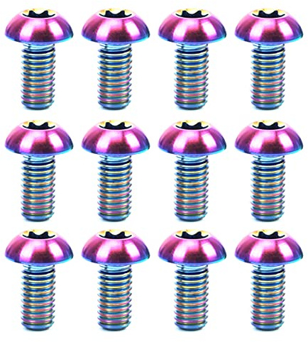 YIWENG 12PCS M5 × 10mm Scheibenbremse Rotor Schrauben T25 Torx Titanium TI MTB Fahrrad Flaschenhalter Schraube Bike Wasser Flasche Käfig Schraube,Fahrrad Wasserflasche Käfigschraube
