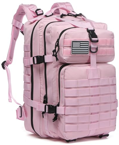 GUJOIN Sac à dos tactique de 50 L en nylon résistant et imperméable pour la pêche, la chasse, le sport en plein air, les randonnées, les sacs militaires et de camping, Rose, 50 cm