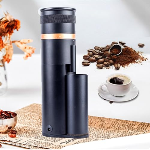 Aredwhiterui Macinacaffè Elettrico da 60W, Macinacaffè Regolabile - Nucleo di Macinazione in Acciaio Inossidabile 420 / Resistenza alle Alte Temperature, Corpo in Lega Macinacaffè Portatile