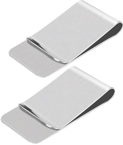 CENSIVI Geldklammer - 2 Stück Geldscheinklammer Tragbare Geldklammern aus Edelstahl für Bargeld Rechnungen Karten Dokumente Banknote Geldscheine Visitenkarte Kreditkarte, 52 x 20 x 8 mm
